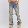 Herenbroeken Harajuku Ripped Frayed Hole Blue Washed Jeans Broek voor mannen en vrouwen Zakken Street chic Casual Baggy Denim Broek J231028