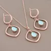 Necklace Earrings Set Korean Fashion Jewelry Trend Rose Gold Color Unusual Sets For Women Luxury Elegant Women's