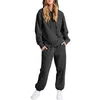 Women's Pants Fall Casual Outfits Solid Color Long Sleeve Hoodies Drawstring 2 Piece Tracksuits Jogger Loungewear Set