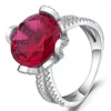 Cluster Ringen Rose Red Zirkoon Verlovingsring Mode Prachtige Vrouwen Romantische Verjaardagscadeau Fabriek Groothandel