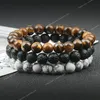 Hot 8mm pärlor armband naturliga tiger ögon lava sten läkande avstånd armband för män kvinnor vän gåvor charm strand smycken mode smyckenbracelets