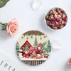 Table Mats Farm Christmas Elk Snowman Truck Gnome Ceramic Coasters Set Non-Slip Placemats Coffee Drink Cup Mat Home Decor