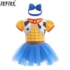 Robes de fille enfants bébé filles Halloween Cowgirl Costume carnaval Cosplay déguisement fête d'anniversaire princesse barboteuse combinaison avec arc