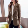 Abiti da donna Primavera Moda Donna Doppio petto Abbigliamento da ufficio Cappotto Blazer Tasche maniche lunghe vintage Capispalla femminile Chic Loose Femme