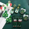 Orecchini pendenti Cuore fortunato Trifoglio Bicchiere da birra Leprechaun Goccia Orecchino verde con perline fatto a mano per le donne Regalo di gioielli per il giorno di San Patrizio