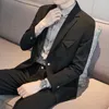メンズスーツ韓国ファッションメンブレザーハイエンドソーシャルスーツ男性スリムフィットコートブティックウェディングエレガントマンドレスオフィスフォーマルジャケット