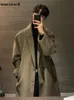 Men's Wool Blends Mauroicardi Autumn Winter Long Loose Casual Black Brown Warm Trench Coat Men Double Breasted Korean Fashion 231027