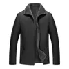 Men's Jackets Vintage Fur Lined Winter Jacket Warm Overcoat Male Outwear Collar & Coats Men Leather Father Gifts