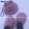 Slippers Women's Fur Slippers Fur Handbags Fashion Sets Woman Luxury Faux Fur Set Slides Furry Bag Purse Wallet Indoor Shoes Plus Size 49 231027