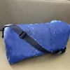 Bolsas de marca de luxo masculinas mochilas com letras azuis estampadas bolsas de ombro para amantes Keepall 50 totes bagagem de aeroporto bolsa de viagem masculina bolsa de ginástica bolsas de fitness