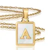 Pendant Necklaces A-Z Alphabet Square Initial Natural Shell Letter For Women Fashion Minimalist Stainless Steel Jewelry Drop Delivery Dhhod