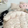 Conjuntos de cama Cristal Veludo Conjunto Quente para Inverno Grandes Olhos Flanela Fleece Duvet Capa com Lençóis Única Colcha Dupla