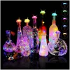 Bar Tools Creative Outdoor Table Decoration Solar Wine Stoppers Glow Bottle Cap med Light String Colorf Changing Lighting Fo HomeFavor Dh17s