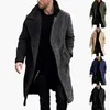 Men's Jackets Winter Woolen Coats Men Fashion Outdoor Windbreaker Mens Autumn Vintage Button-up Turn-down Collar Long Jacket Streetwear