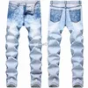 Herrenhosen Neu eingetroffen: Slim-Fit-Blue-Jeans für Herren, hochwertige Farbkontrast-Street-Fashion-Hosen, leichter Luxus, stilvoll, sexy, lässige Jeans für Herren J231028