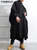 Men's Trench Coats Men's Loose Black Coats INCERUN Fashion Irregular Hooded Cloak Autumn Winter Male Long Sleeve Trench Retro Outwear Jackets S-5XL 231027