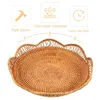 Dinnerware Sets Rattan Fruit Bowl Home Storage Basket Display Seagrass Baskets Dish Woven Wooden Organizer Round Decorative Tray