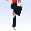 Stage Wear Solid Color Ballroom Pantalon standard Femmes Fête élégante 2023 Costume de danse Waltz Latin Girl Manches longues Veste à col de retournement 6XL