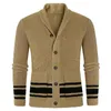 Casacos masculinos engrossados cardigan malhas polo colarinho manga comprida camisola casaco outono e inverno ropa de hombre