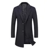 Misturas de lã masculina Jrbuihz homens casaco de inverno moda turndown colarinho quente grosso lã ervilha masculino trench coat 231027