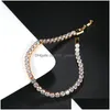 Tennisarmband för kvinnor Round Crystal Gold Färg Bangle Chain Wedding Drop Delivery DHGARDEN OT6TJ