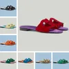 Summer Brand 2023SS Women Interlocking Sandals Shoes Cut-out Slide Flats Elegance Beach Slippers Suede & Leather Lady Flip Flops EU35-44