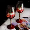 Wine Glasses 1/2Pcs 450ml Christmas Glass Cup Hand Painted Santa Claus Crystal Goblet Home Decoration Gift Party Drinkwar