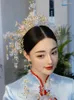 Pinces à cheveux bleu Xiuhe, vêtements, couvre-chef, couronne de phénix de la mariée, verre coloré, accessoires de mariage chinois, glands atmosphériques