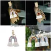 3 Tier Style C Rianbow Bohemian Tassel Chaveiro Anéis Nordic Ornament Bag Bolsa Pingente Encantos Mão Tecido Nacional Cabide Hangtag D Dhzqs