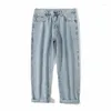 Jeans pour hommes Pantalons amples droits coréens High Street Hommes Ouvert Entrejambe Pantalon à glissière en plein air Sexy Wear Denim Classique Mode Tendance