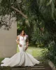 2023 Nov Arabski Aso Ebi luksusowy rozmiar luksusowy syrenka koronkowa sukienka ślubna z koraliki białe suknie ślubne sukienki ZJ1053