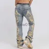 Herenbroeken Harajuku Ripped Frayed Hole Blue Washed Jeans Broek voor mannen en vrouwen Zakken Street chic Casual Baggy Denim Broek J231028