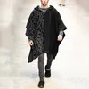 Мужская смесь шерсти 2023, модная мужская одежда, плащ, пальто, накидка, шерстяные куртки с капюшоном, однотонная уличная одежда, осенне-зимнее пончо, нерегулярное пальто 231027