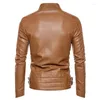 Herrjackor Autumn Winter Leather Jakcets Fleece Pu Motorcykel Sued