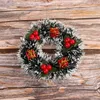 Decoratieve bloemen kerstversiering 12 cm rotan krans voor thuis kerstfeest boom hangende hanger kaarshouder mini-slinger