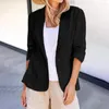 Kadınlar Suits Lady Düz Renkli Ceket Şık Gevşek Tek Düğme Yakası HARDIGAN İş için cepli Ofis Giyim Kadınlar