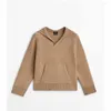 Kobiet Sweters Women 2023 Fashion Double Fork Pocket Dekoracja Przycięte z kapturem dzianinowe topy Vintage Długie rękawie pullover