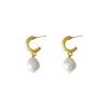 Dangle Earringsミニマリスト銅ブラスパーツイヤリングw/starnive Big Baroque Pearl Pendant Jewerlry 14KゴールドメッキS925Silver針