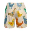 Vêtements de sport Shorts d'été Poulet Running Surf Farm Animal Print Design Beach Pantalons courts Casual Maillots de bain à séchage rapide Plus Taille