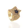 Partihandel Fashion Hip Hop Rapper Jewelry Rings Gold Plated Iced Out CZ Diamond Double Star Ring Custom Moissanite