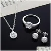 Annan julklapp Högkvalitativ butik Nya kvinnor - Noble Sier Plated Crystal Necklace Earring Ring Set Smycken Drop Leverans smycken OTZ3T