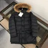 Mens Jacket Puffer Designer Down Jackets Medium Längd Winter Fur Raccoon Coat Parka överrock Big Pocket Design tjock varm huva ner vindbrytare kläder