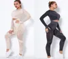 Yoga Outfits Workout Set for Women 2 Piece Seamless Outfit Tracksuit High midja Leggings and Crop Top Gym Clothes Set6160956