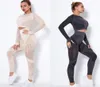 Tenues de yoga Ensembles d'entraînement pour femmes 2 pièces Tenue sans couture Survêtement Leggings taille haute et haut court Vêtements de sport Set6160956