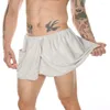Unterhosen für Männer, kurzer Rock, warm, ausgefallene Frottee-Hosen, Pyjamas, Unterwäsche, Höschen, abnehmbarer Peni-Beutel, Boxer mit Tasche