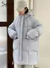 Женские пуховые парки Syiwidii, зимняя куртка, женское пуховое пальто, свободная длинная теплая верхняя одежда большого размера с капюшоном, корейская мода 231027