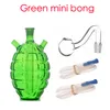 Mini narghilè verde granata anticarro all'ingrosso mini Protable Creative il più recente bong da 10 mm per acqua femminile con bruciatore a nafta in vetro e doppio tubo di paglia in silicone