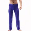 Roupa íntima térmica masculina sexy malha perspectiva pijamas calças masculinas