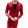 Men's Suits Men's & Blazers 2023 High Quality Customized Notch Lapel Red Double Breasted Suit Western Tailored Tuxedo Wedding Business