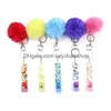 Cute Credit Card Pler Pompom Keychains Acrylic Debit Bank C Ard Grabber For Long Nail Atm Keychain Cards Clip Nails Key Rings 13 Color Dhoce